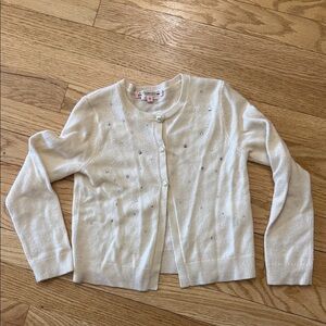 Bonpoint super soft cashmere Girls Cream Embellished Button-Up Sweater Cardigan